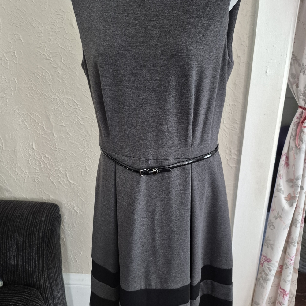 Calvin Klein Charcoal and Black Midi Dress